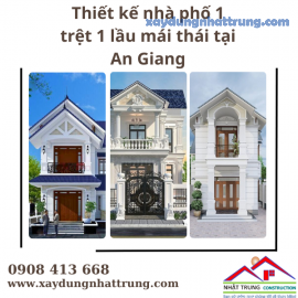 Thiết kế nhà phố 1 trệt 1 lầu mái thái tại An Giang 